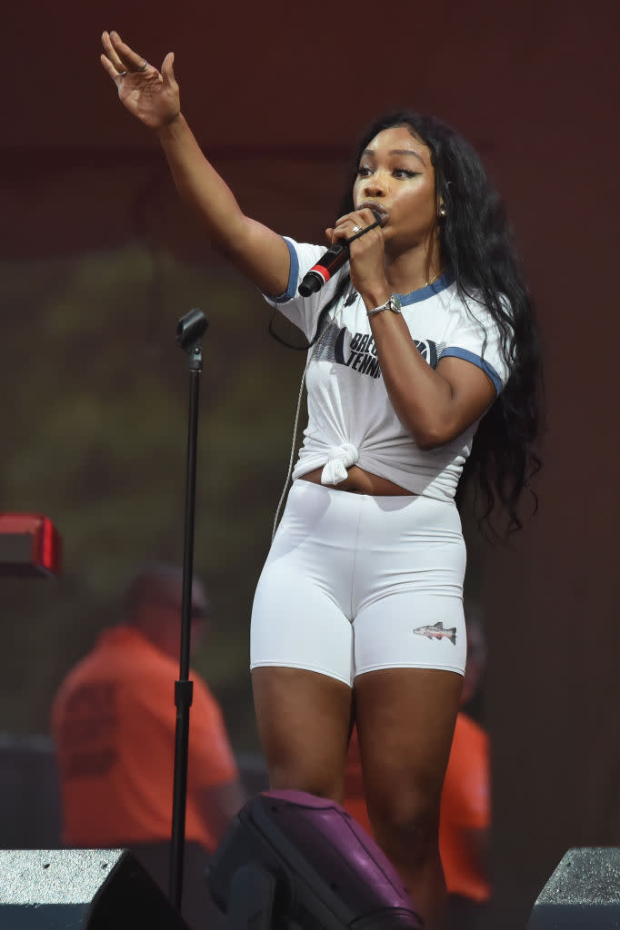 <p>SZA performs on the Backyard Stage during the 2018 Firefly Music Festival in Dover, Delaware. (Photo: Getty Images) </p>