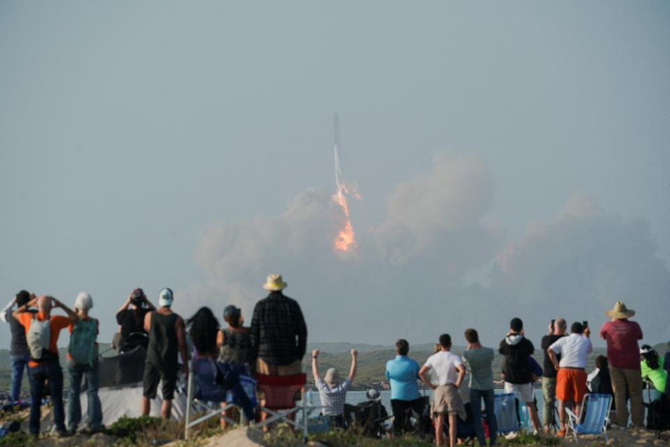 SpaceX's Starship launches from Starbase in Boca Chica, Texas, Thursday, April 20, 2023 (AP Photo/Eric Gay)