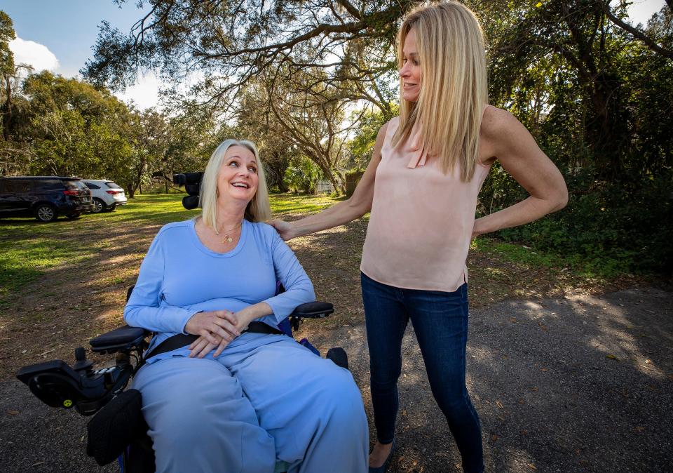 Laura Carpenter is one of many friends who regularly visit Laura Pinner at her home in South Lakeland. Pinner, 53, was diagnosed two years ago with ALS.