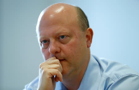 Jeremy Allaire, the Chief Executive Officer of cryptocurrency start-up Circle, listens to a question during an interview, in London, Britain, October 22, 2018. Picture taken October 22, 2018. REUTERS/Andrew Winning