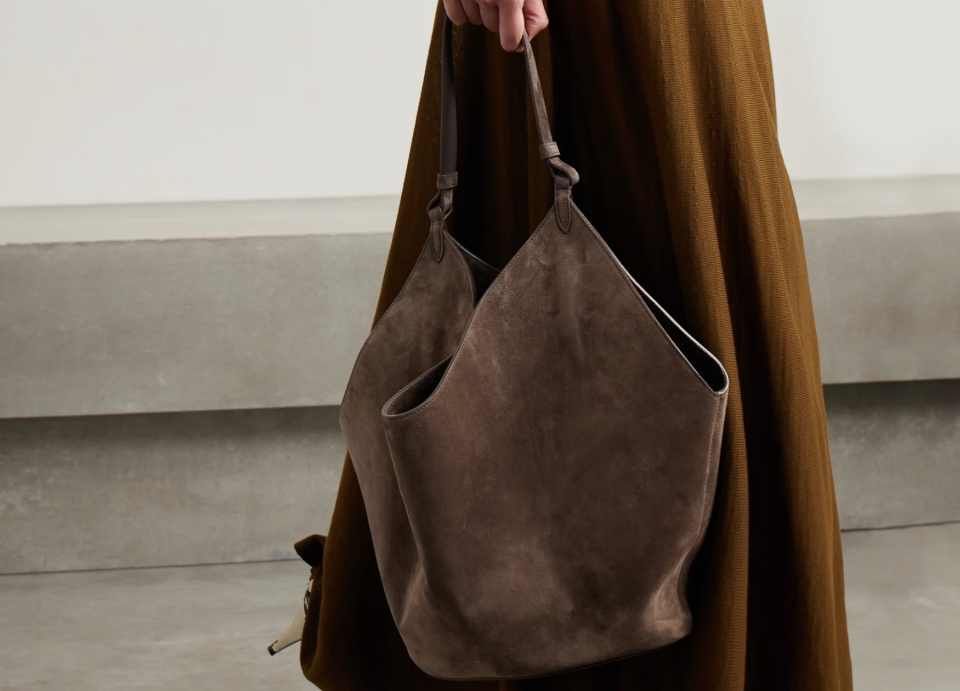 Khaite Lotus medium suede tote. (PHOTO: Net-A-Porter)