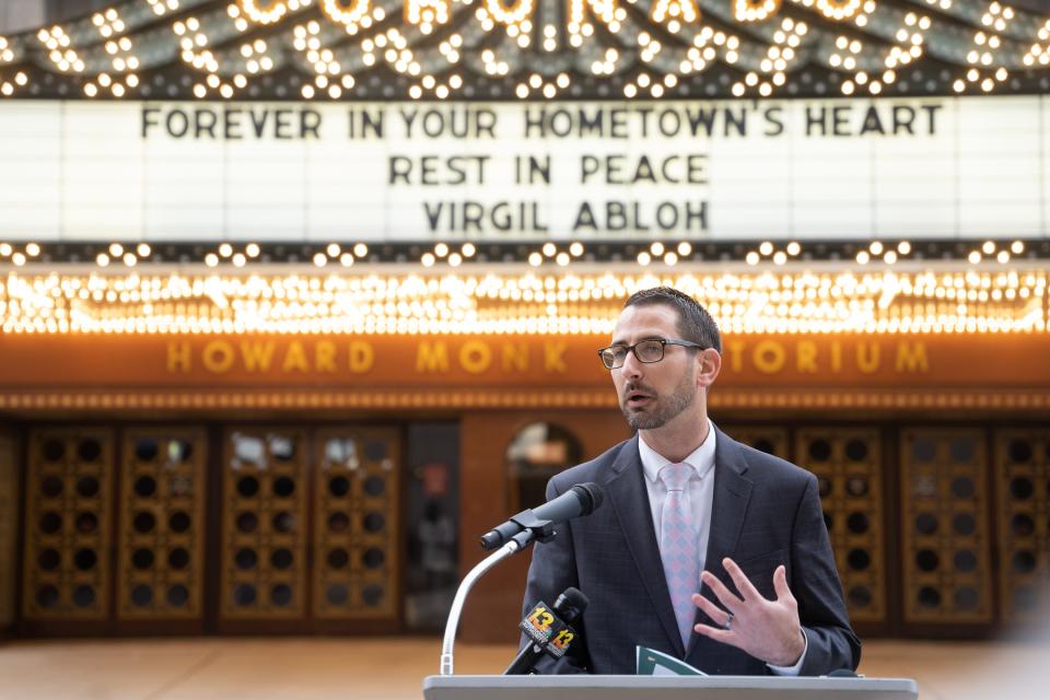 Rockford Mayor Tom McNamara proclaims December 1 to be Virgil Abloh Day on Wednesday, Dec.1, 2021, at the Coronado Performing Arts Center.