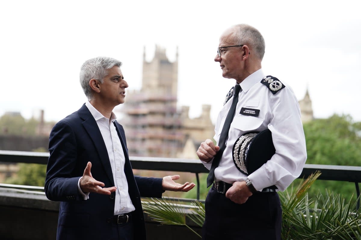 Mayor Sadiq Khan and Met Commissioner Sir Mark Rowley (Jordan Pettitt/PA Wire)