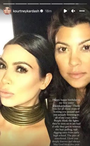 <p>Kourtney Kardashian/Instagram</p> Kourtney Kardashian shares sweet tribute to sister Kim on her 43rd birthday