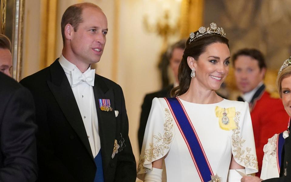 Prince William and Kate, Princess of Wales, prior to the state banquet, for the state visit to Great Britain by South Korean President Yoon Suk Yeol and his wife Kim Keon Hee