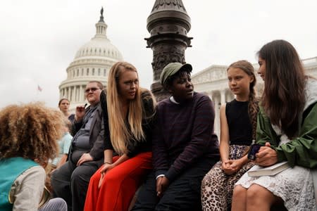 Greta Thunberg attends a News Conference with Senator Ed Markey