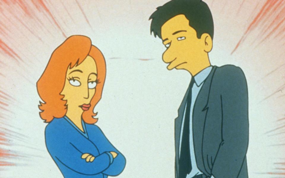 Sie spielen zwar nicht sich selbst, ermitteln aber in ihren bekanntesten Rollen: In "Die Akte Springfield" treten David Duchovny als Fox Mulder und Gillian Anderson als Dana Scully, die Hauptfiguren aus der Mystery-Kultserie "Akte X", auf. (Bild: 20th Century Fox Home Entertainment)