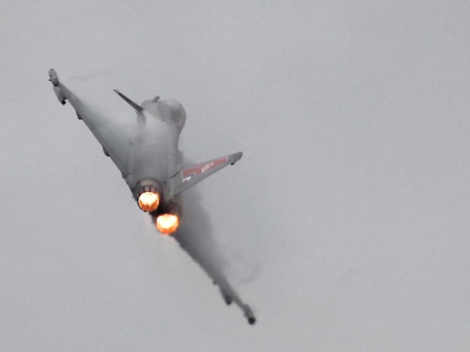 RAF fighters scramble to intercept Russian bombers approaching UK airspace, Ministry of Defence says