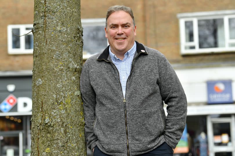 Croydon Mayor Jason Perry leaning on a tree