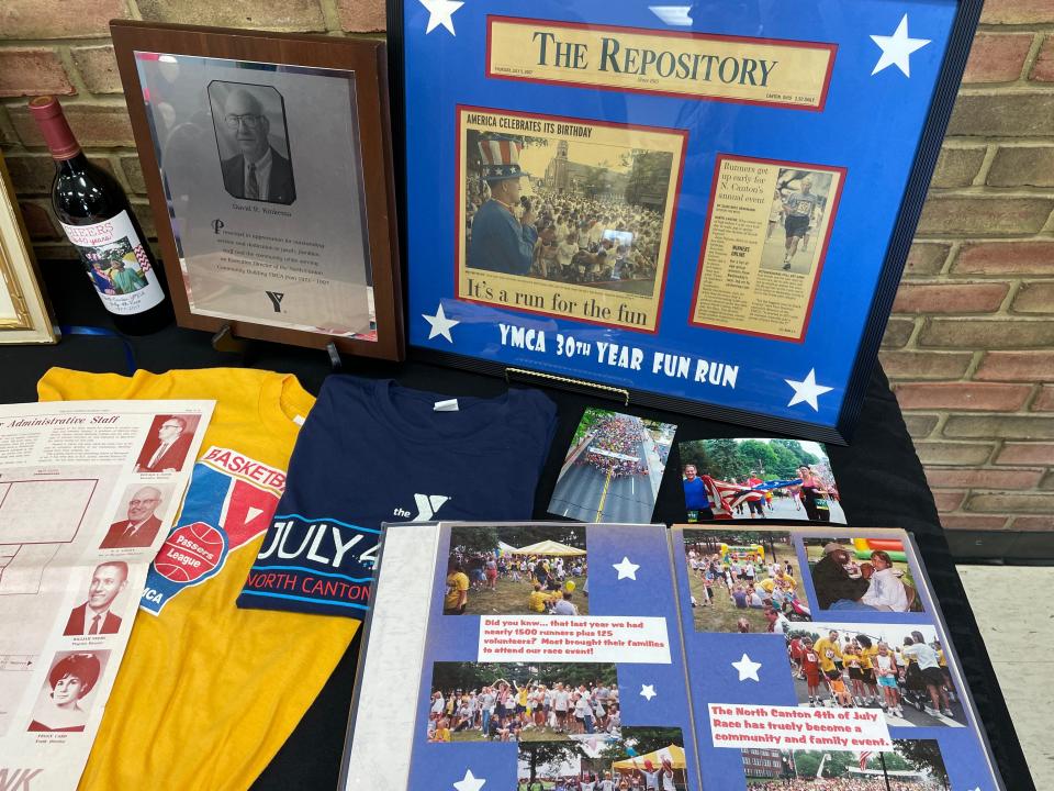 A framed Repository article from 2007 commemorates 30 years of the July 4th Race.