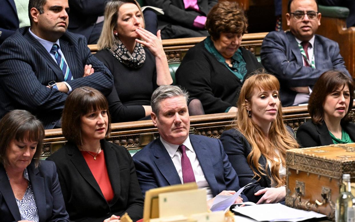 Sir Keir Starmer in Parliament with key members of his shadow cabinet