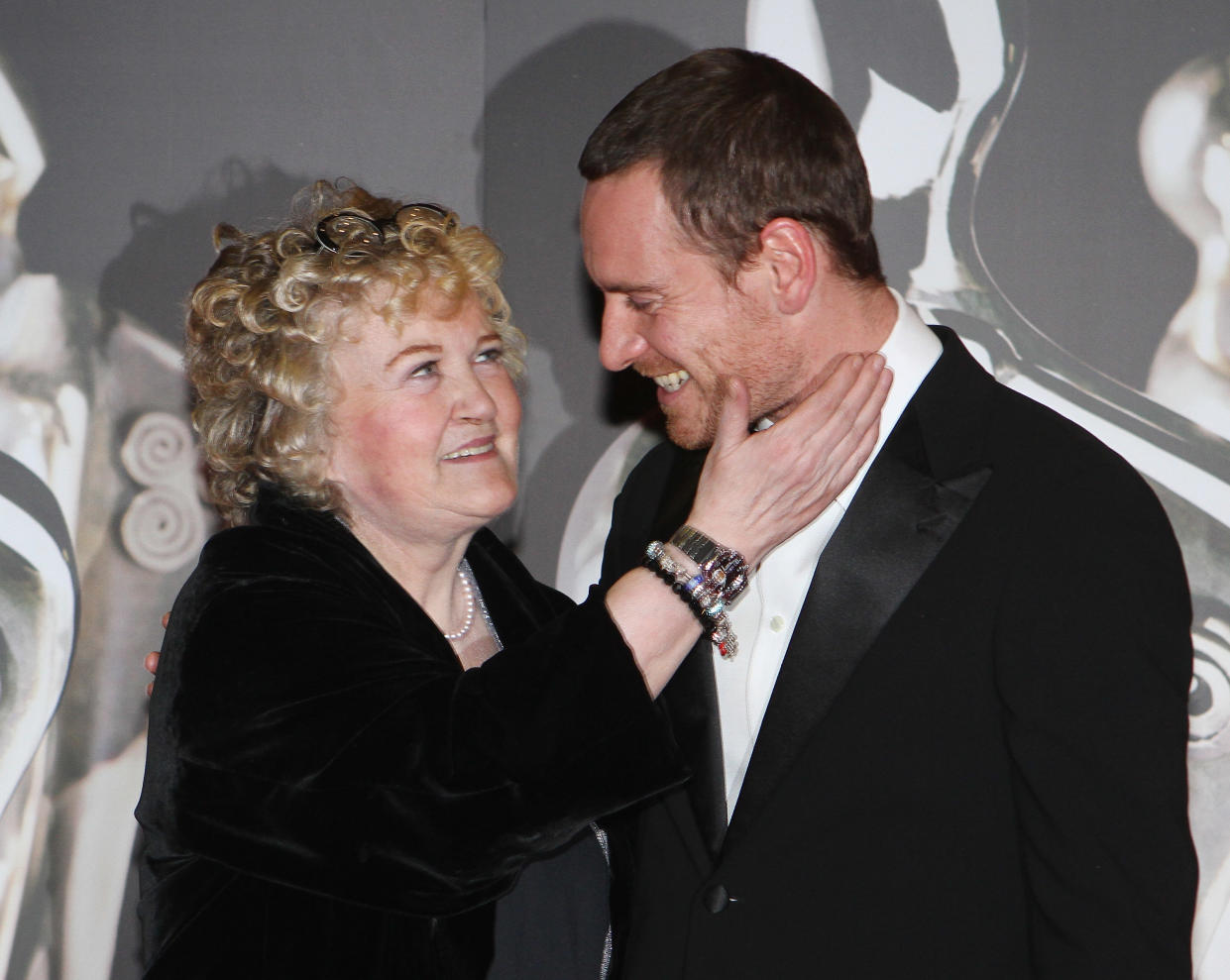 DUBLIN, IRELAND - FEBRUARY 11: Brenda Fricker and Michael Fassbender arrive at Annual Irish Film & Television Awards (IFTA) at Convention Centre Dublin on February 11, 2012 in Dublin, Ireland.  (Photo by Phillip Massey/WireImage)