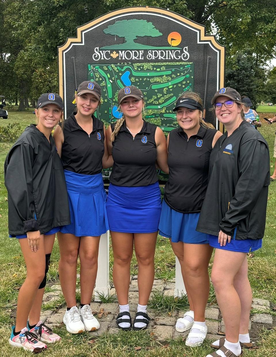 The Ontario girls golf team qualified for the Division I district tournament with a fifth-place finish in Monday's Division I sectional tournament at Sycamore Springs Golf Course.