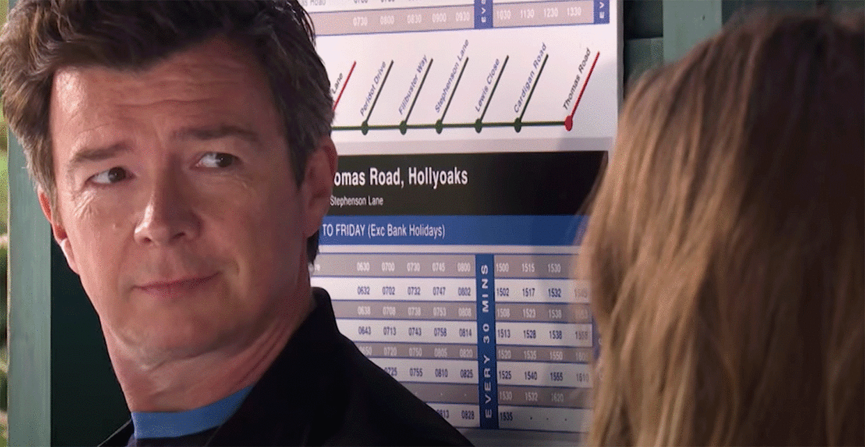 Rick Astley made a 'weird' appearance in 'Hollyoaks'. (Channel 4)