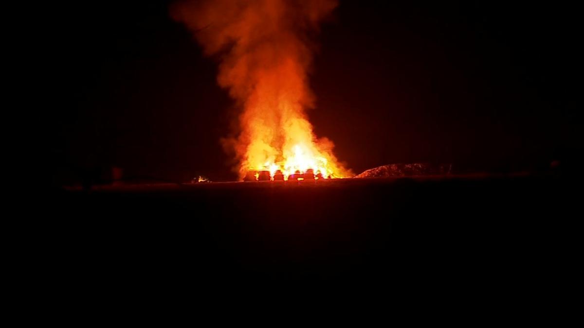 Haystack catches fire at Fresno County dairy