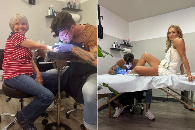 <p>Carrie Underwood Instagram</p> Carrie Underwood and her mom getting matching tattoos