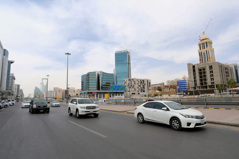 FILE PHOTO: General view shows the cars on the street, after curfew lifted, which was imposed to prevent the spread of the coronavirus disease (COVID-19), in Riyadh