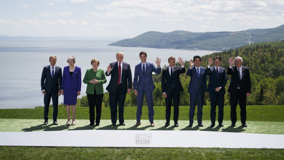 Behind the smiles and waves, a fraught 2018 G7 summit in Canada. - Cole Burston/Bloomberg/Getty Images