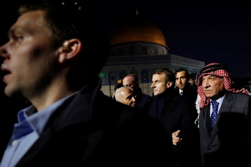 French President Emmanuel Macron visits al-Aqsa Mosque in Jerusalem's Old City