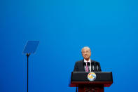 Malaysian Prime Minister Mahathir Mohamad speaks at the opening ceremony for the second Belt and Road Forum in Beijing, China April 26, 2019. REUTERS/Florence Lo