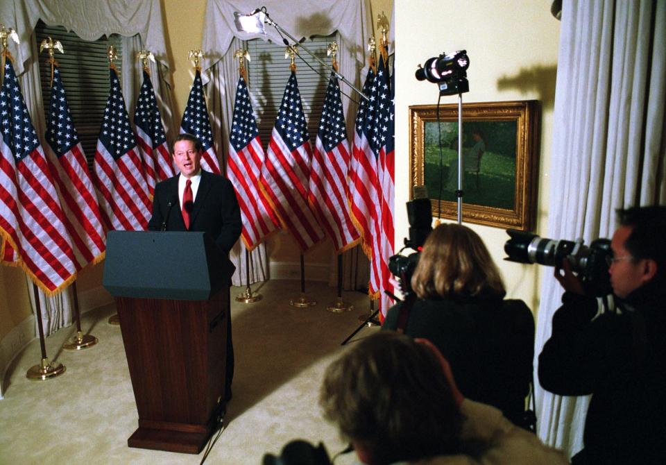 Al Gore speaks at the vice president's official residence