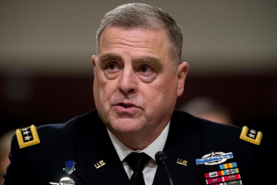 FILE - In this May 25, 2017 file photo, Army Chief of Staff Gen. Mark Milley testifies on Capitol Hill.