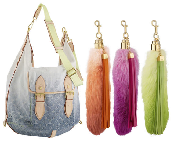 This Monogram Denim Sunburst bag isn't totally hideous, though it costs $3,230. But I'm hung up on these $1,120 neon fox tails. First of all, ew, animal fur. Second of all, would anyone really want to attach a tail to themselves or their purse?