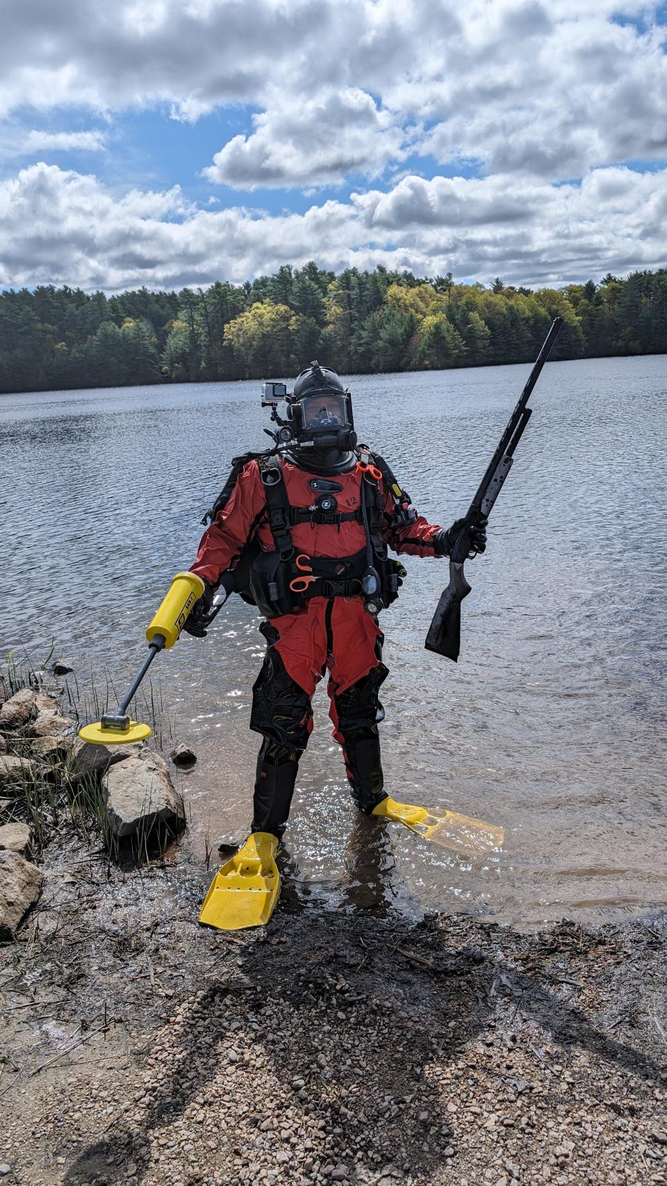 On May 9, 2024, SEMLEC's Dive Team retrieves an unloaded shotgun dropped into Lake Rico by a duck hunter back in 2017.