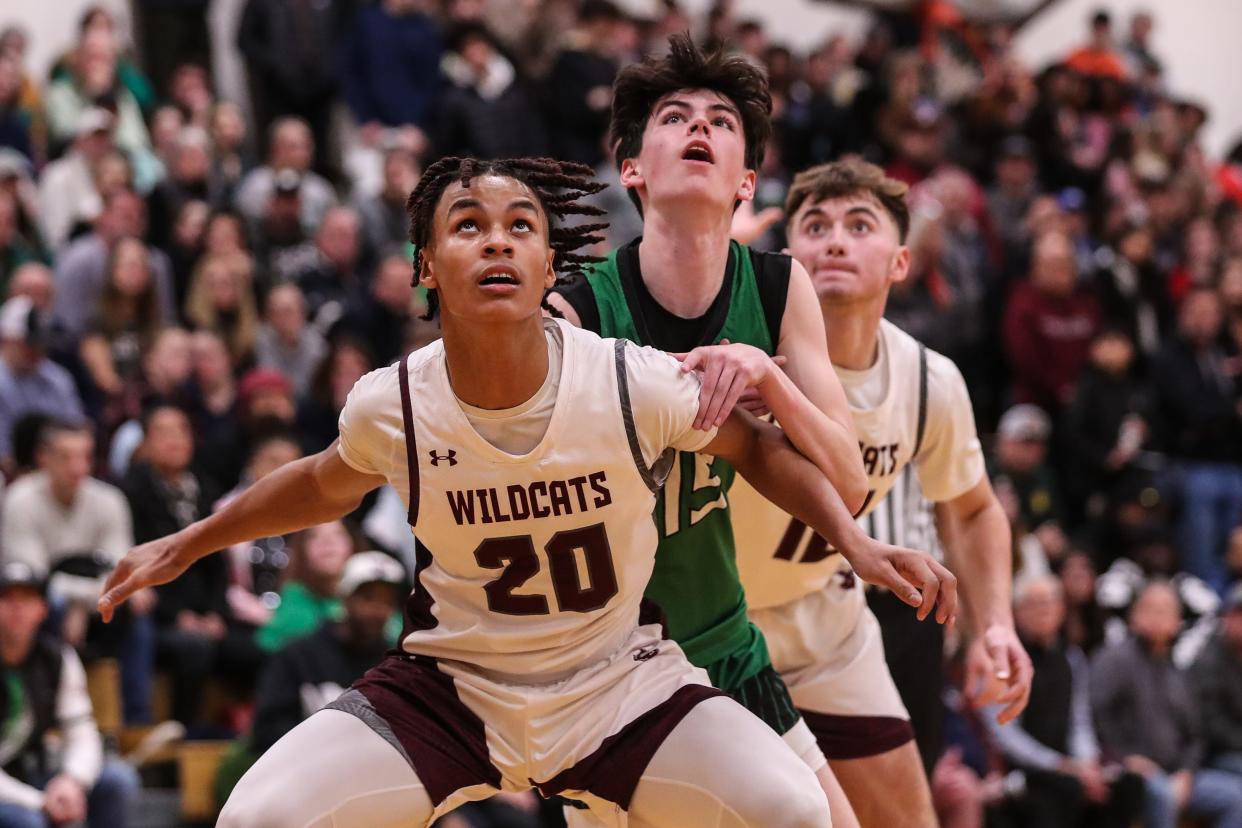 Johnson City's Zubayr Griffin boxes out during a 66-60 win over Seton Catholic Central in the STAC boys basketball title game Feb. 16, 2024 at Johnson City High School.