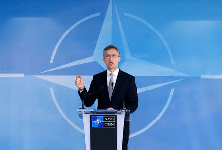 NATO Secretary General Jens Stoltenberg speaks after a NATO-Russia Council at the Alliance's headquarters in Brussels, Belgium, April 20, 2016. REUTERS/Francois Lenoir