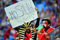 <p>Egypt fans let the crowd know they’re here to see </p>