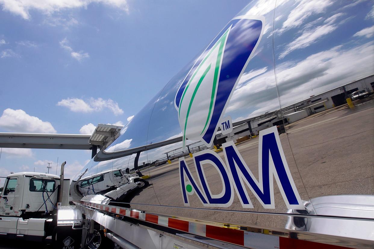 An Archer Daniels Midland tanker truck.