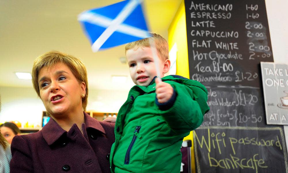 SNP leader Nicola Sturgeon campaigning on the outskirts of Glasgow last week. Her party may be poised to wrest the city from Labour