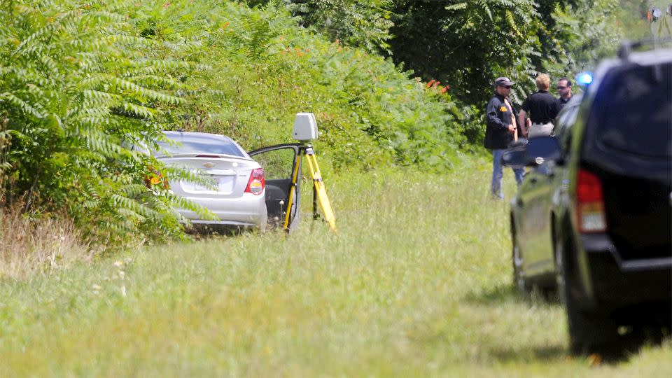 Flanagan also known as Bryce Williams, used this car as his getaway seen off Highway I-66. The 41-year-old shot and wounded himself several hours later as police pursued him on a highway. Photo: REUTERS/David Manning