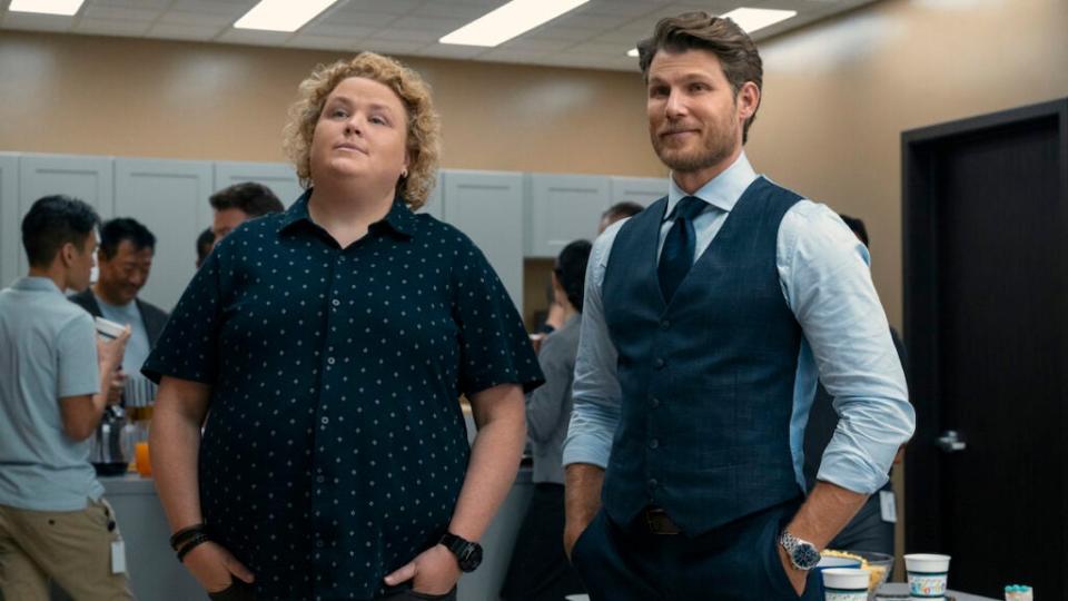 Fortune Feimster and Travis Van Winkle in “Fubar.” (Christos Kalohoridis/Netflix)