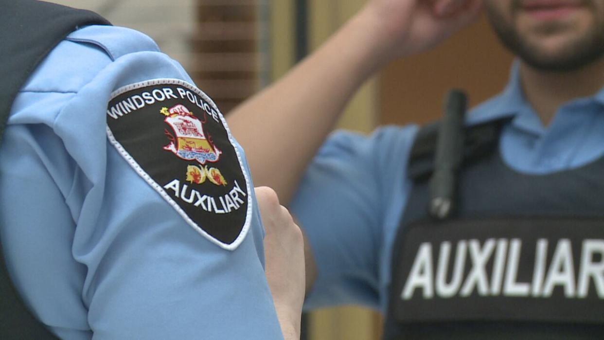 A number of new Windsor police auxiliary officers were sworn in in May 2024. (Chris Ensing/CBC - image credit)