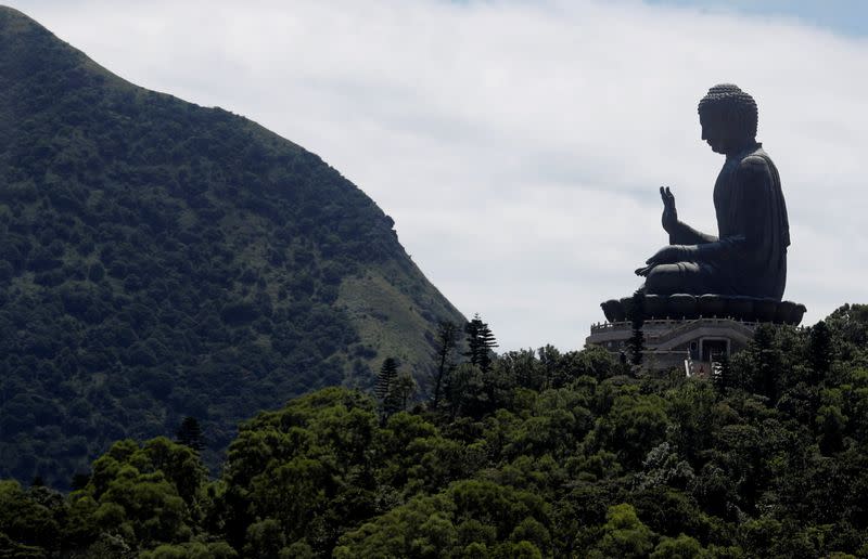 The Tian Tan Buddha, Asia's largest bronze statue of a seated Buddha, is pictured at Po Lin Monastery in Hong Kong's mountainous Lantau Island
