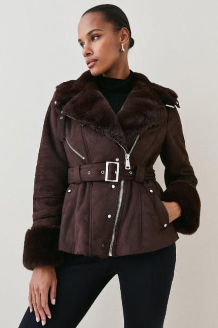 princess kate brown shearling jacket dupe