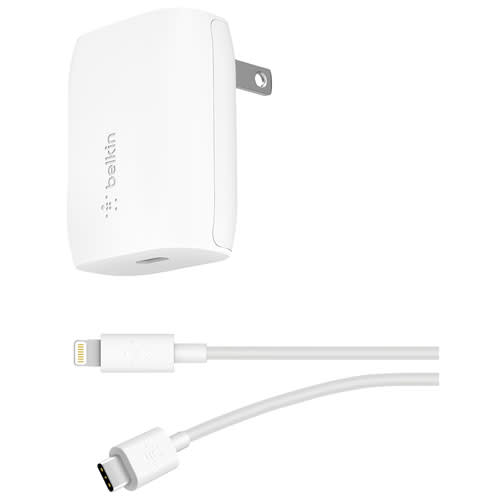 Belkin Boost Charge USB-C Wall Charger with USB-C to Lightning Cable. Image via Best Buy.