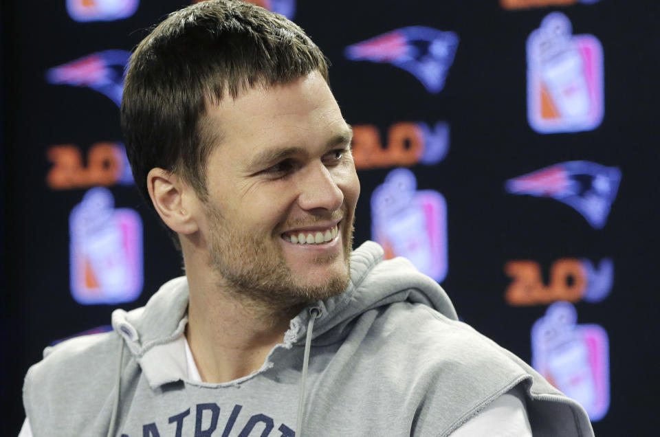 Tom Brady keeps staying in the headlines since his Patriots departure. (AP Photo/Steven Senne)