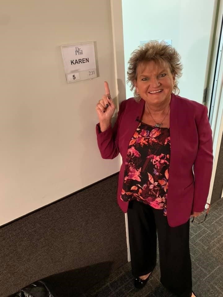 Karen Stebane outside her dressing room at the Dr. Phil show