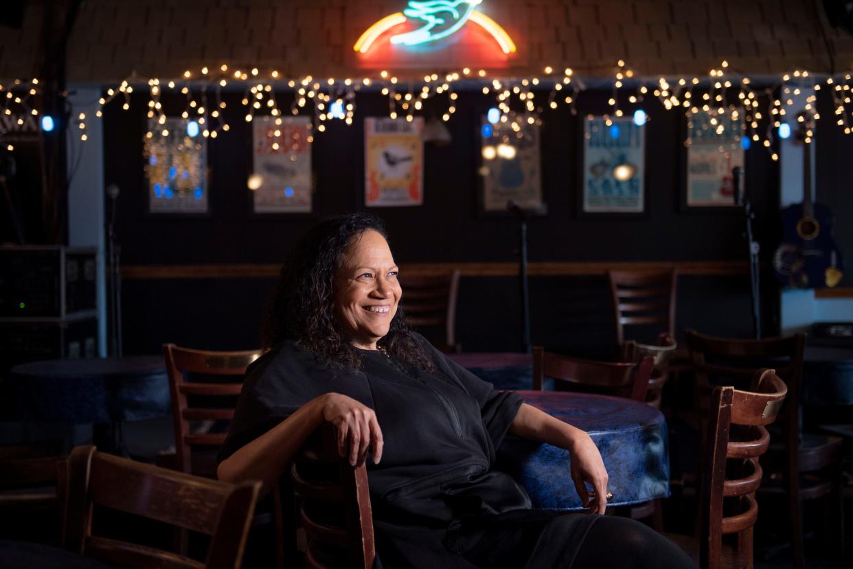 Alice Randall, author and songwriter, sits for a portrait at Bluebird Cafe in Nashville , Tenn., Tuesday, March 14, 2023.