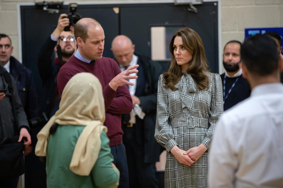 BRADFORD, ENGLAND - JANUARY 15: Prince William, Duke of Cambridge and Catherine, Duchess of Cambridge visit the Khidmat Centre on January 15, 2020 in Bradford, United Kingdom. (Photo by Charlotte Graham - WPA Pool/Getty Images)