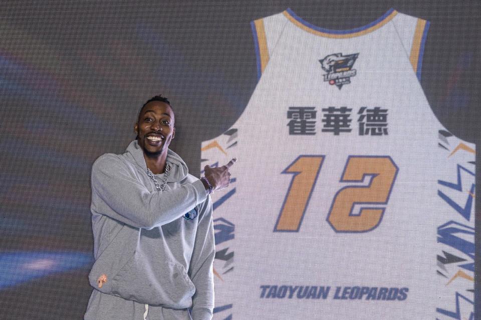 前美國 NBA 球星魔獸霍華德（Dwight Howard）加盟台灣職籃T1聯盟桃園雲豹。   圖：翻攝自桃園雲豹臉書（資料照）