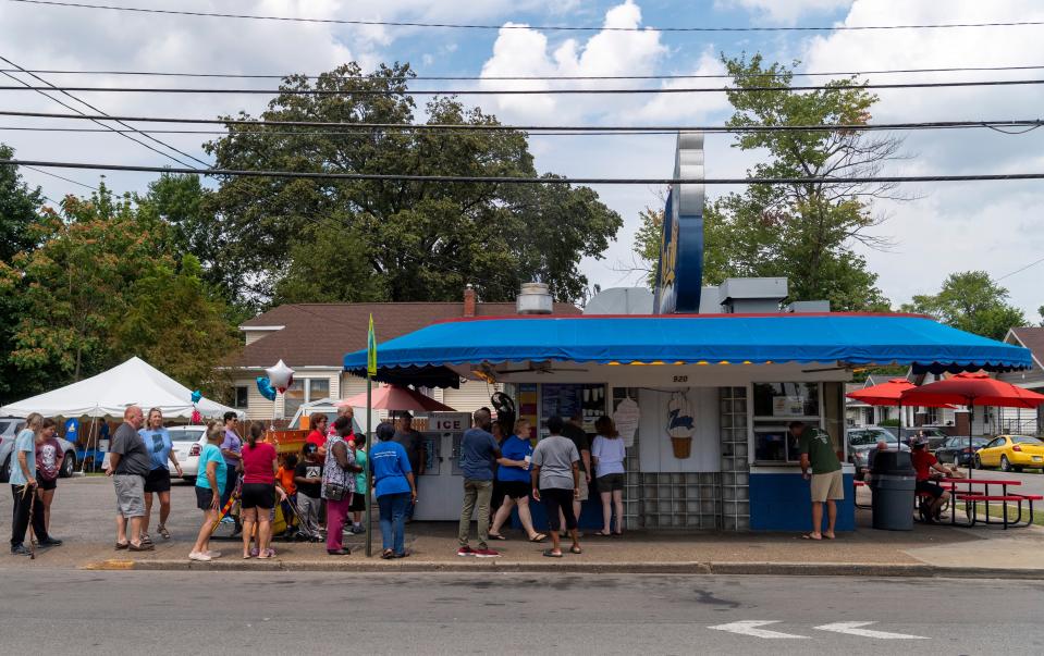 People wait in line to order as Zesto on Riverside Drive celebrates 70 years in business Saturday, Aug 20, 2022.