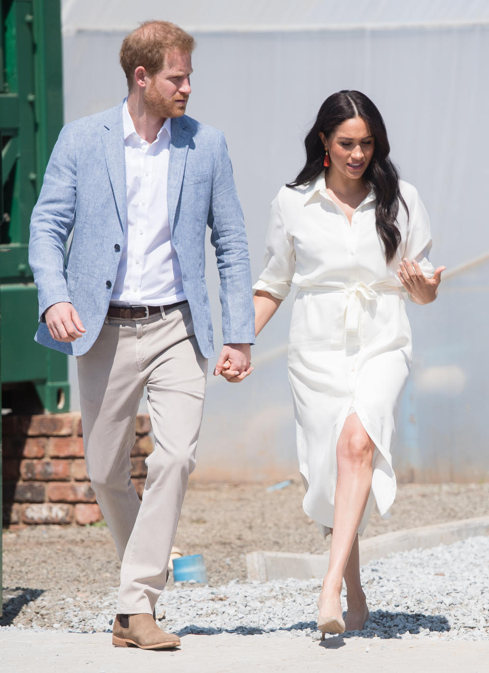 JOHANNESBURG, SOUTH AFRICA - OCTOBER 02: Prince Harrye, Duke of Sussex and Meghan, Duchess of Sussex visit the Tembisa Township to learn about Youth Employment Services on October 02, 2019 in Tembisa, South Africa.  (Photo by Samir Hussein/WireImage)