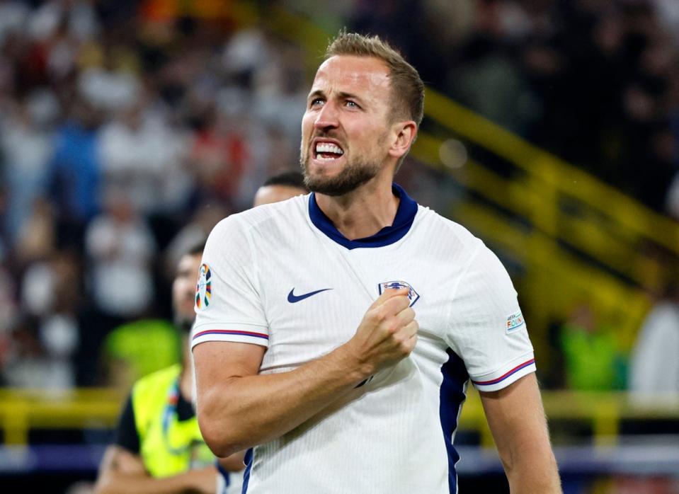 History-makers: Harry Kane captains the first England men’s team to reach a major tournament final on foreign soil (REUTERS)