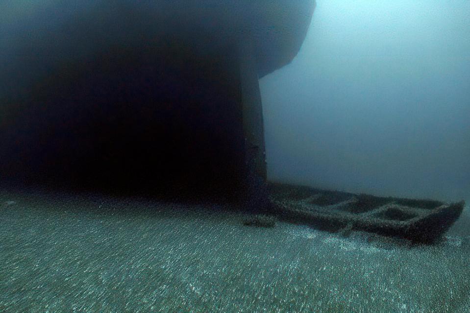 In this image taken from video provided by the Thunder Bay National Marine Sanctuary, a lifeboat is tethered to the Ironton seen in Lake Huron off Michigan's east coast in a June 2021 photo. Searchers have found the long-lost Great Lakes ship that came to a tragic end. Officials with the sanctuary in Alpena, Mich,, say they've located the Ironton, a freight schooner that plunged to the bottom of Lake Huron in 1894. The Ironton collided with another vessel in rough seas. Reports at the time said the seven-member crew scrambled into a lifeboat but it was tethered to the ship and pulled down. Five crewmen died.