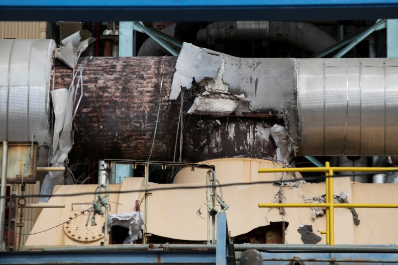 A view of a damaged section of the Costa Sur power plant after an earthquake in Guayanilla