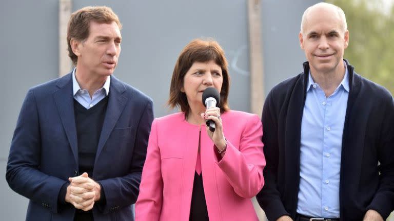 Diego Santilli, Patricia Bullrich y Horacio Rodríguez Larreta 